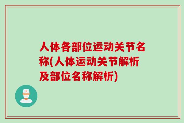 人体各部位运动关节名称(人体运动关节解析及部位名称解析)