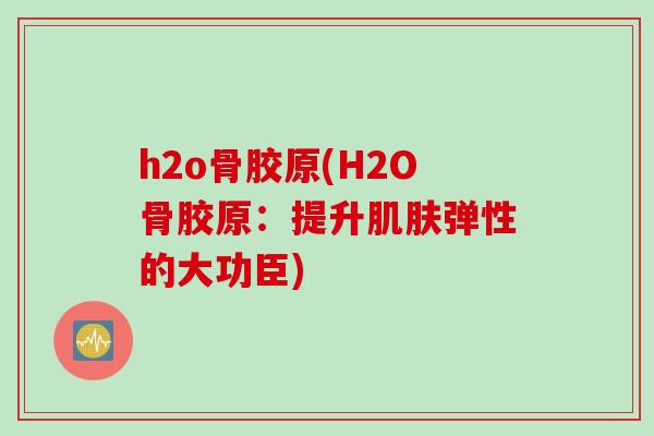 h2o骨胶原(H2O骨胶原：提升肌肤弹性的大功臣)