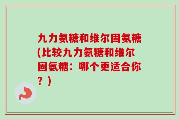 九力氨糖和维尔固氨糖(比较九力氨糖和维尔固氨糖：哪个更适合你？)