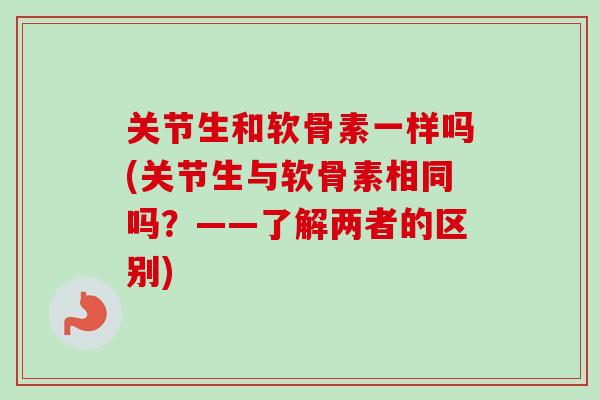 关节生和软骨素一样吗(关节生与软骨素相同吗？——了解两者的区别)