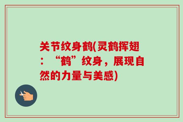 关节纹身鹤(灵鹤挥翅：“鹤”纹身，展现自然的力量与美感)