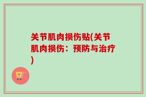 关节肌肉损伤贴(关节肌肉损伤：预防与治疗)
