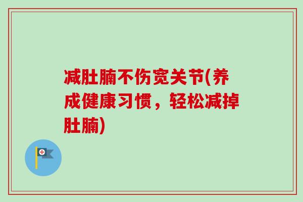 减肚腩不伤宽关节(养成健康习惯，轻松减掉肚腩)