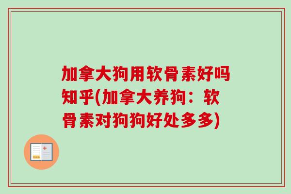 加拿大狗用软骨素好吗知乎(加拿大养狗：软骨素对狗狗好处多多)