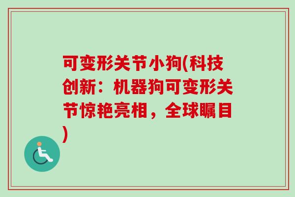 可变形关节小狗(科技创新：机器狗可变形关节惊艳亮相，全球瞩目)