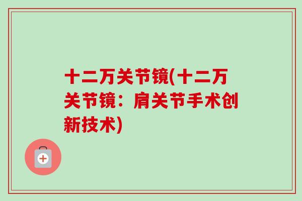 十二万关节镜(十二万关节镜：肩关节手术创新技术)