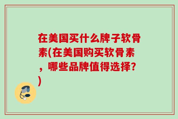 在美国买什么牌子软骨素(在美国购买软骨素，哪些品牌值得选择？)