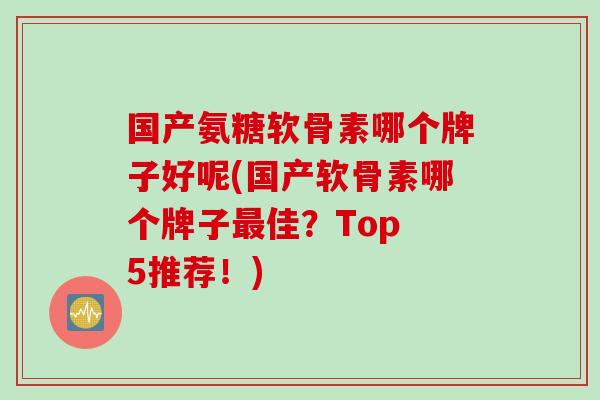 国产氨糖软骨素哪个牌子好呢(国产软骨素哪个牌子最佳？Top 5推荐！)