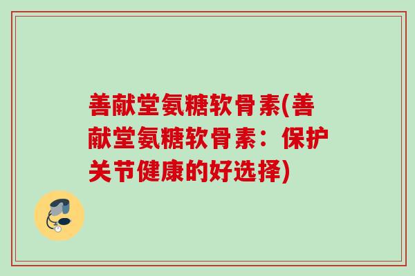 善献堂氨糖软骨素(善献堂氨糖软骨素：保护关节健康的好选择)