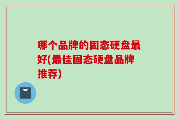 哪个品牌的固态硬盘最好(最佳固态硬盘品牌推荐)