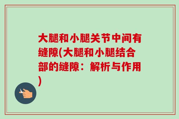 大腿和小腿关节中间有缝隙(大腿和小腿结合部的缝隙：解析与作用)