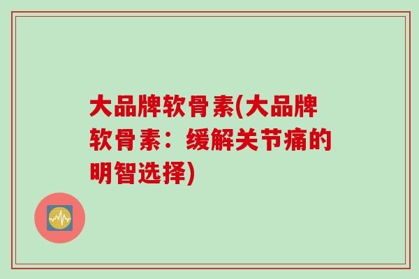 大品牌软骨素(大品牌软骨素：缓解关节痛的明智选择)