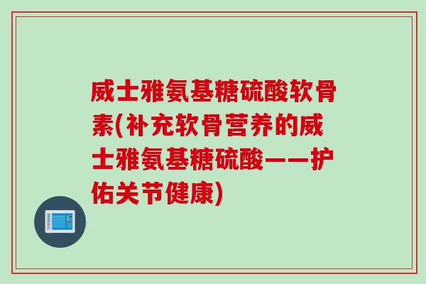 威士雅氨基糖硫酸软骨素(补充软骨营养的威士雅氨基糖硫酸——护佑关节健康)
