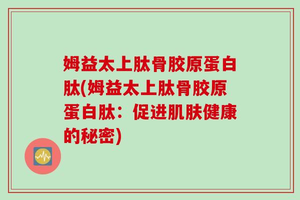 姆益太上肽骨胶原蛋白肽(姆益太上肽骨胶原蛋白肽：促进肌肤健康的秘密)