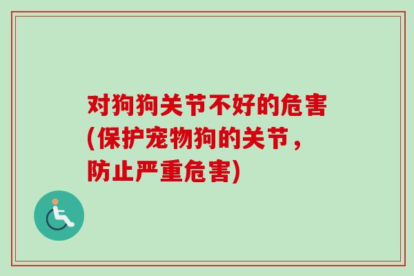 对狗狗关节不好的危害(保护宠物狗的关节，防止严重危害)