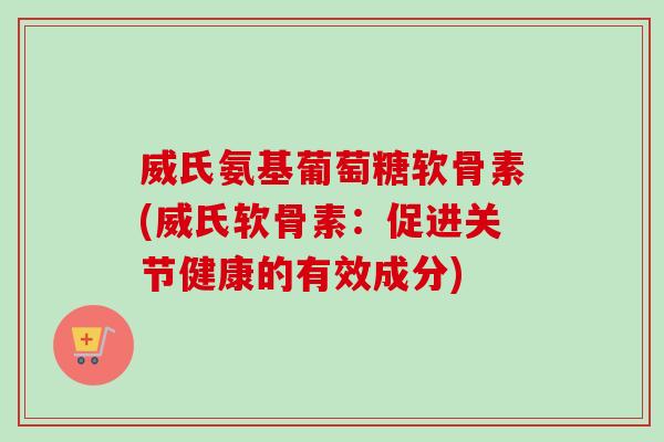 威氏氨基葡萄糖软骨素(威氏软骨素：促进关节健康的有效成分)