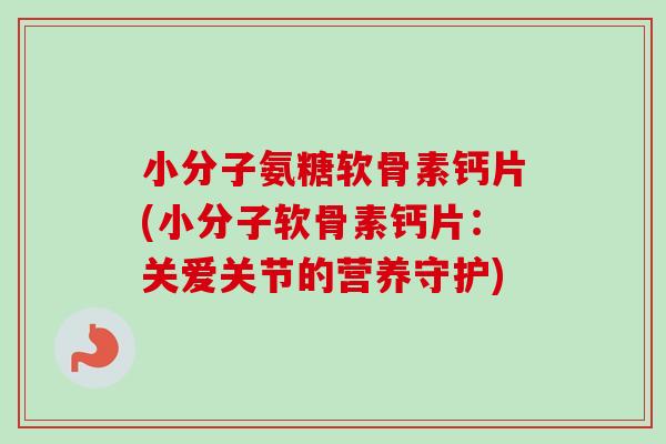 小分子氨糖软骨素钙片(小分子软骨素钙片：关爱关节的营养守护)