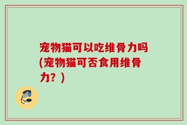 宠物猫可以吃维骨力吗(宠物猫可否食用维骨力？)