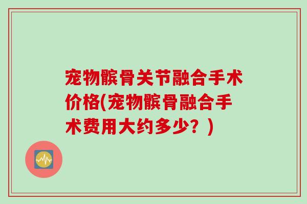 宠物髌骨关节融合手术价格(宠物髌骨融合手术费用大约多少？)