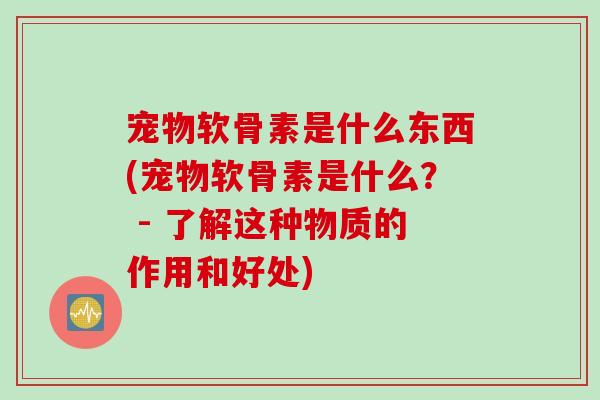 宠物软骨素是什么东西(宠物软骨素是什么？ - 了解这种物质的作用和好处)