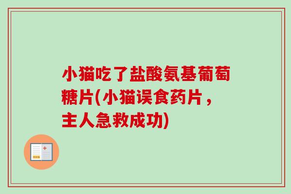 小猫吃了盐酸氨基葡萄糖片(小猫误食药片，主人急救成功)