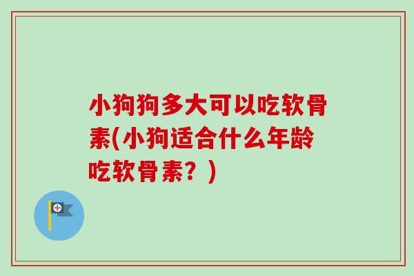 小狗狗多大可以吃软骨素(小狗适合什么年龄吃软骨素？)