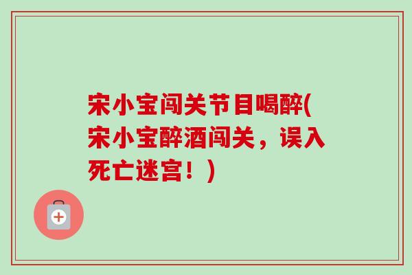 宋小宝闯关节目喝醉(宋小宝醉酒闯关，误入死亡迷宫！)