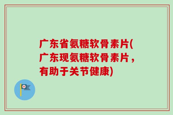 广东省氨糖软骨素片(广东现氨糖软骨素片，有助于关节健康)