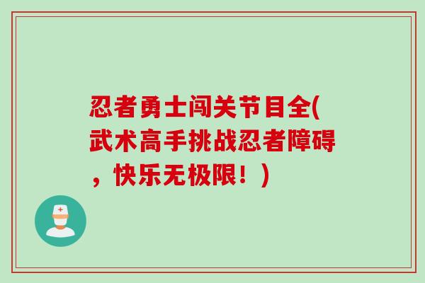 忍者勇士闯关节目全(武术高手挑战忍者障碍，快乐无极限！)