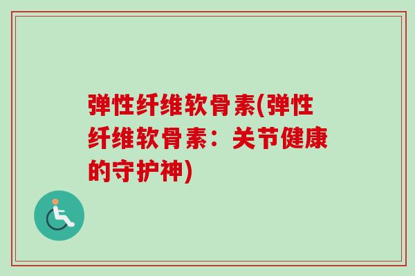 弹性纤维软骨素(弹性纤维软骨素：关节健康的守护神)