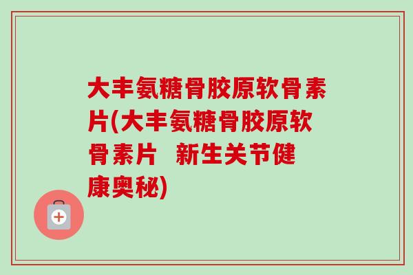 大丰氨糖骨胶原软骨素片(大丰氨糖骨胶原软骨素片  新生关节健康奥秘)