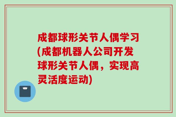 成都球形关节人偶学习(成都机器人公司开发球形关节人偶，实现高灵活度运动)