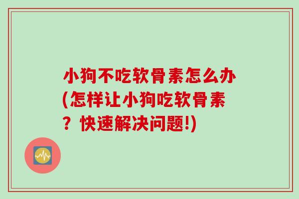 小狗不吃软骨素怎么办(怎样让小狗吃软骨素？快速解决问题!)
