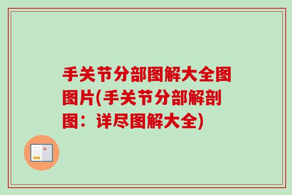 手关节分部图解大全图图片(手关节分部解剖图：详尽图解大全)