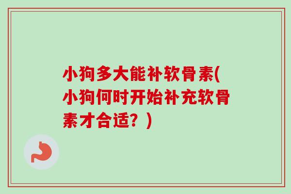 小狗多大能补软骨素(小狗何时开始补充软骨素才合适？)