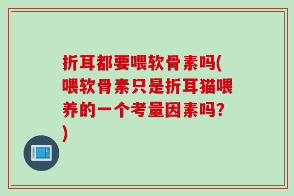 折耳都要喂软骨素吗(喂软骨素只是折耳猫喂养的一个考量因素吗？)