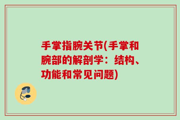 手掌指腕关节(手掌和腕部的解剖学:结构、功能和常见问题) 手掌指腕关节(手掌和腕部的解剖学:结构、功能和常见问题)