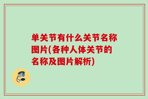单关节有什么关节名称图片(各种人体关节的名称及图片解析)