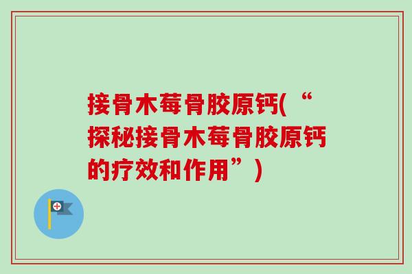 接骨木莓骨胶原钙(“探秘接骨木莓骨胶原钙的疗效和作用”)