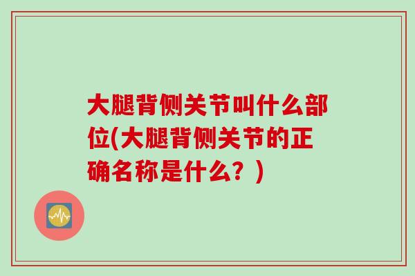 大腿背侧关节叫什么部位(大腿背侧关节的正确名称是什么？)