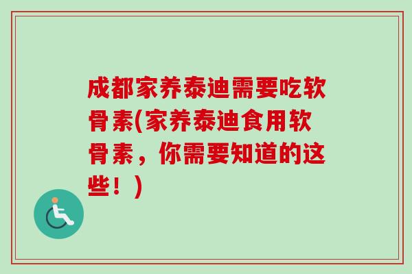 成都家养泰迪需要吃软骨素(家养泰迪食用软骨素，你需要知道的这些！)