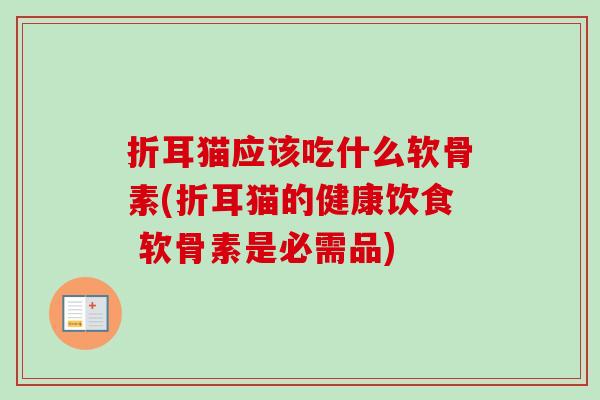 折耳猫应该吃什么软骨素(折耳猫的健康饮食 软骨素是必需品)