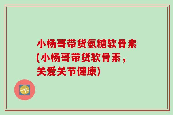 小杨哥带货氨糖软骨素(小杨哥带货软骨素，关爱关节健康)