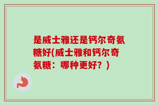是威士雅还是钙尔奇氨糖好(威士雅和钙尔奇氨糖：哪种更好？)
