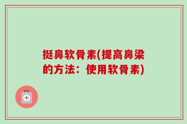 挺鼻软骨素(提高鼻梁的方法：使用软骨素)