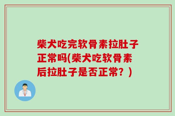 柴犬吃完软骨素拉肚子正常吗(柴犬吃软骨素后拉肚子是否正常？)