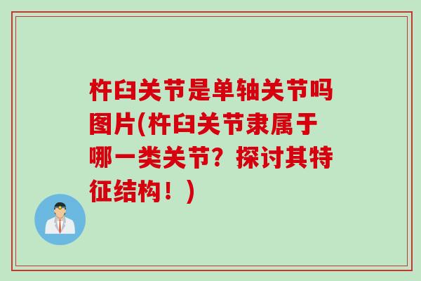 杵臼关节是单轴关节吗图片(杵臼关节隶属于哪一类关节？探讨其特征结构！)