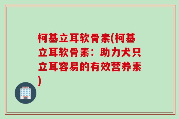柯基立耳软骨素(柯基立耳软骨素：助力犬只立耳容易的有效营养素)