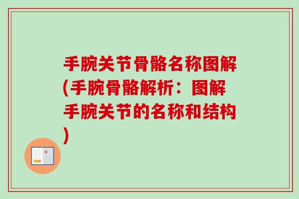 手腕关节骨骼名称图解(手腕骨骼解析：图解手腕关节的名称和结构)