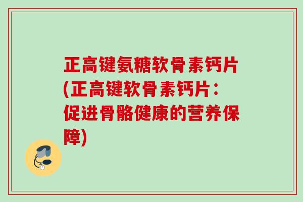 正高键氨糖软骨素钙片(正高键软骨素钙片：促进骨骼健康的营养保障)